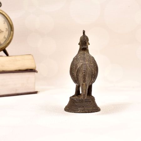 Handmade Vintage Brass Cock Statue in Dhokra Art for Decor