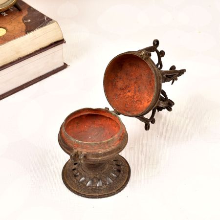 Peacock Carving Finest Brass Sindoor Box in Tribal Art