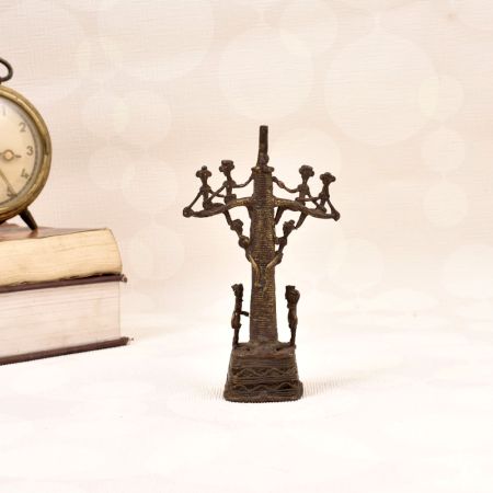 Vintage Finish Handmade Brass Tribal Art Stand for Decoration