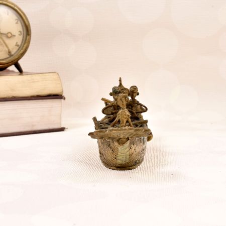 Bengali Art Handmade Brass Peacock Boat for Decoration
