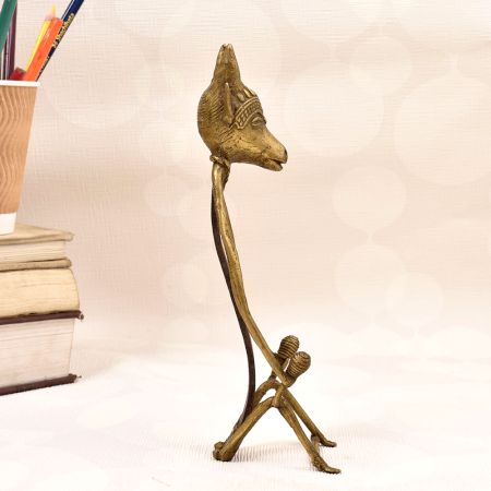 Tribal Vintage Folk Brass Iron Animal Head Figure for Decor