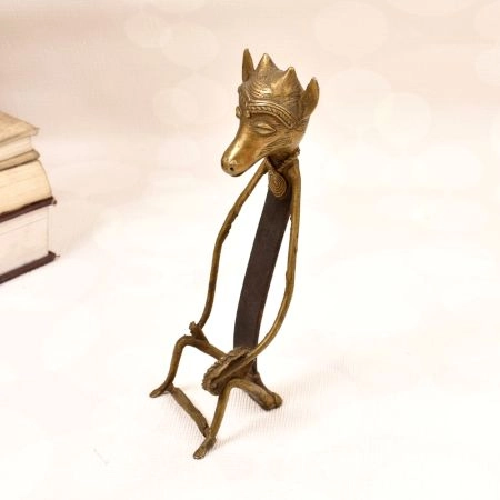 Handmade Vintage Folk Brass and Iron Figure with Animal Head