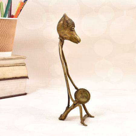 Handmade Vintage Folk Brass and Iron Figure with Animal Head