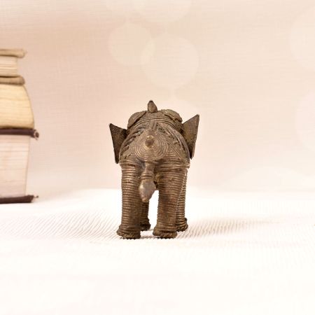Handmade Jali Work Brass Elephant Statue in Tribal Art