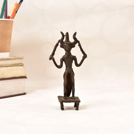 Handmade Folk Brass Tribal Lord Shiva Statue for Decoration