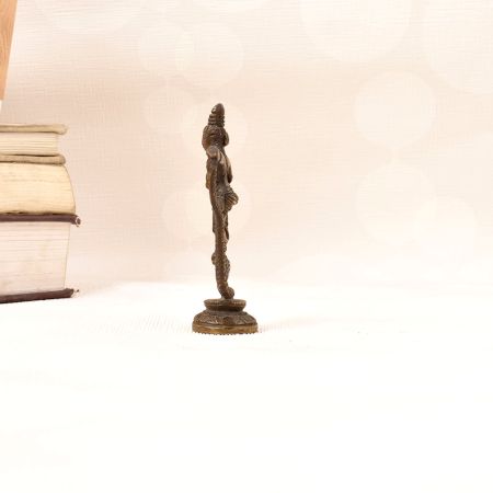 Vintage High-Quality Brass Lord Krishna Dancing on Cobra Statue