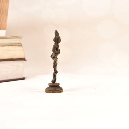 Vintage High-Quality Brass Lord Krishna Dancing on Cobra Statue