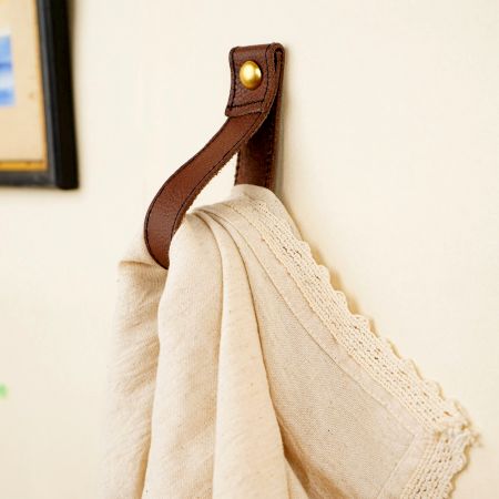 Handmade Leather Loop Pull with Brass Rivet – Dark Brown-Pack of 6