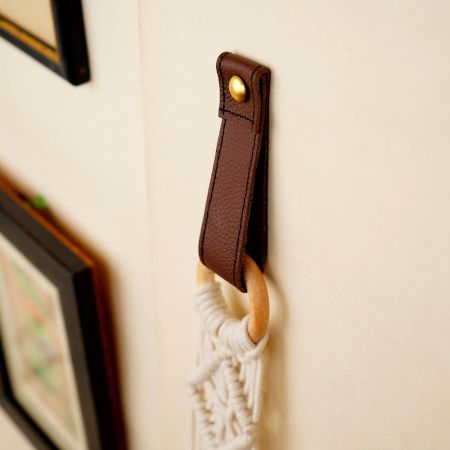 Handmade Leather Loop Pull with Brass Rivet – Dark Brown-Pack of 6
