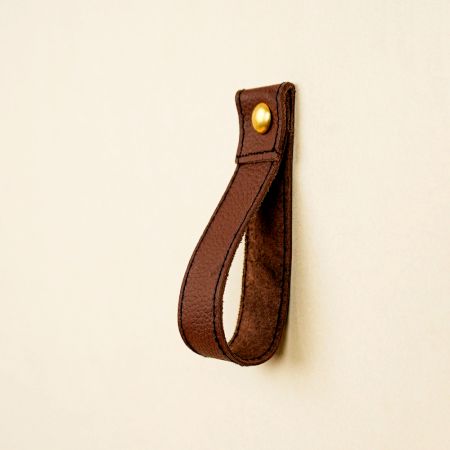 Handmade Leather Loop Pull with Brass Rivet – Dark Brown-Pack of 6