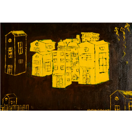 Cityscape – Yellow Silence | Oil on Canvas by Artist B. Manikanta