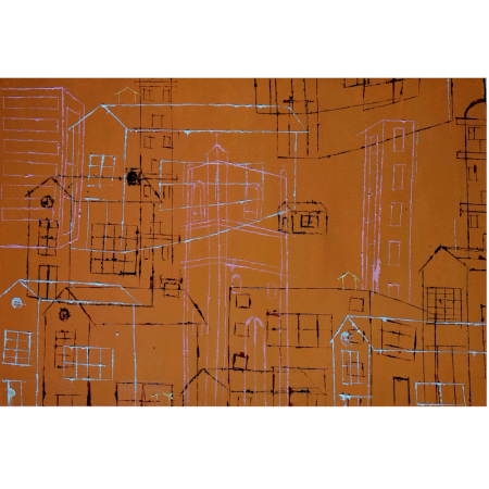 Cityscape – Urban Blueprint | Oil on Canvas by Artist B. Manikanta