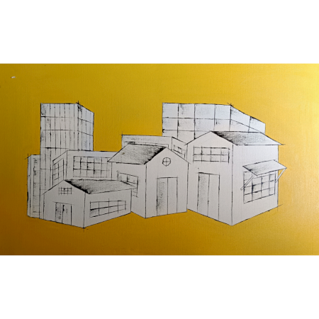 Cityscape – Still Forms, Bright Horizon | Oil on Canvas by Artist B. Manikanta