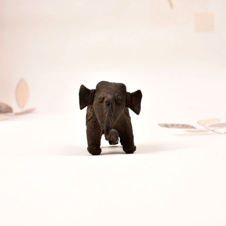 Handcrafted Tribal Art Brass Elephant Statue in Dark Finish