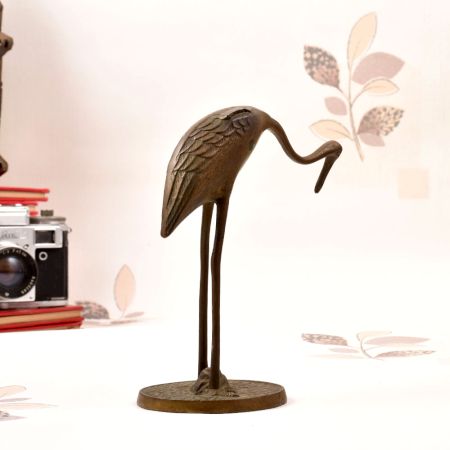 Vintage Finest Brass Crane Bird Statue in English Art for Decor