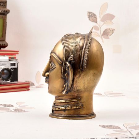 Vintage Finish Brass Gauri Head Statue for Prayer Room