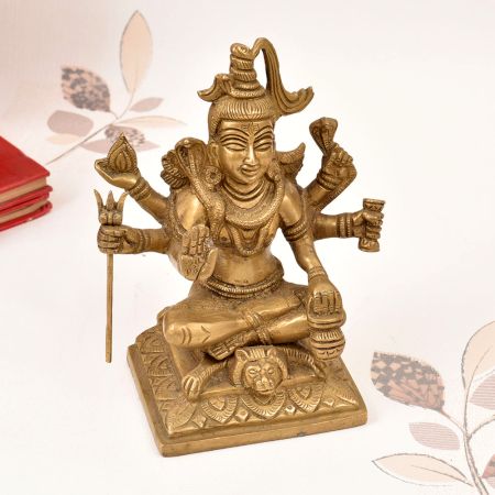 Handmade Vintage Brass Lord Shiva Statue in Himalayan Art