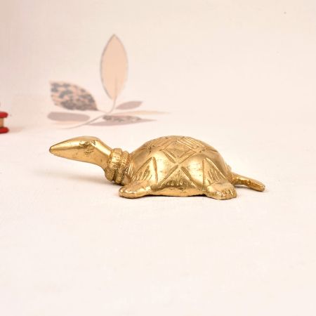 Handmade Vintage Finish Brass Turtle Yantra for Prayer Room