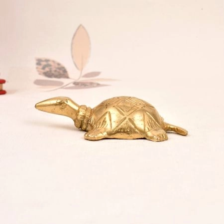 Handmade Vintage Finish Brass Turtle Yantra for Prayer Room