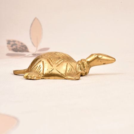 Handmade Vintage Finish Brass Turtle Yantra for Prayer Room