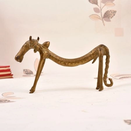 Vintage High-Quality Tribal Brass Nandi Statue in Bastar Art