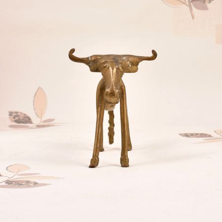 Vintage High-Quality Tribal Brass Nandi Statue in Bastar Art
