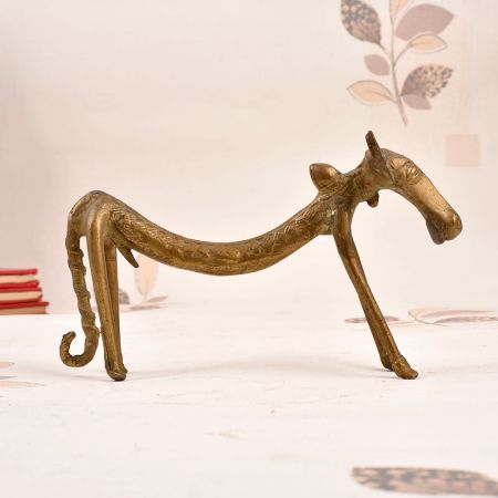 Vintage High-Quality Tribal Brass Nandi Statue in Bastar Art