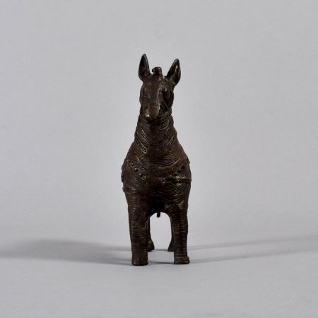 Dark Finish Handmade Tribal Brass Horse Statue in Bastar Art