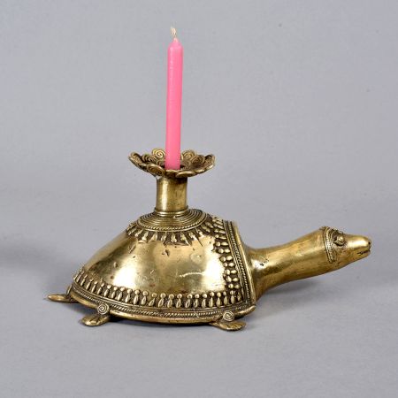 Tribal Handcrafted Brass Turtle Candle Holder for Decoration