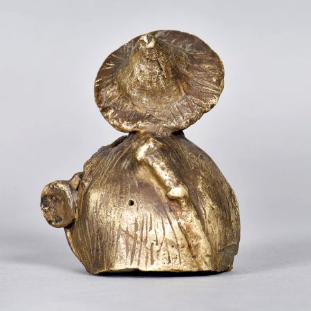 Brass Chinese Man Statue Playing Drum in Tribal Art for Decor
