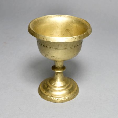 Vintage Plain Brown Bell Metal Holy Cup Stand in Himalayan Art