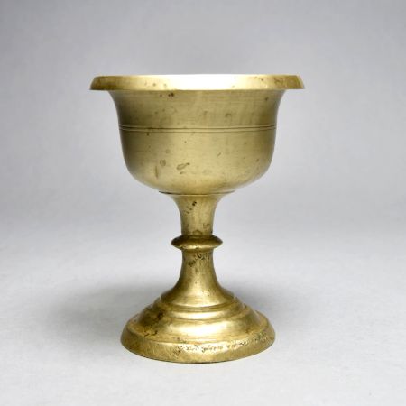 Vintage Plain Brown Bell Metal Holy Cup Stand in Himalayan Art
