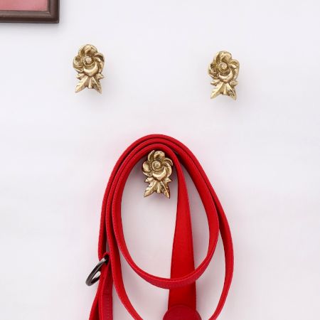 Golden Brass Rose Wall Hooks-3 Pieces