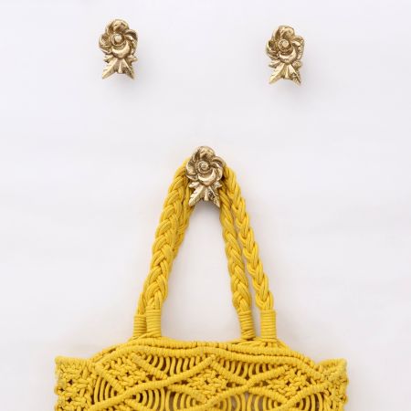 Golden Brass Rose Wall Hooks-3 Pieces
