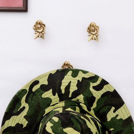 Golden Brass Rose Wall Hooks-3 Pieces