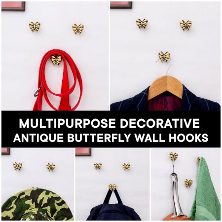 Antique Brass Butterfly Wall Hooks-3 Pieces
