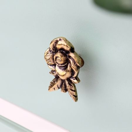 Antique Brass Rose Drawer Knob