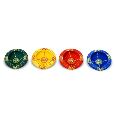 Decoreer Handmade Handicraft Home Décor Terracotta Flat Diya set of 4