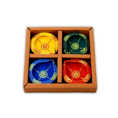 Decoreer Handmade Handicraft Home Décor Terracotta Flat Diya set of 4