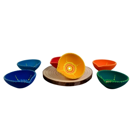 Decoreer Handmade Handicraft Home Décor Terracotta Sada Panti Diya -set of 6