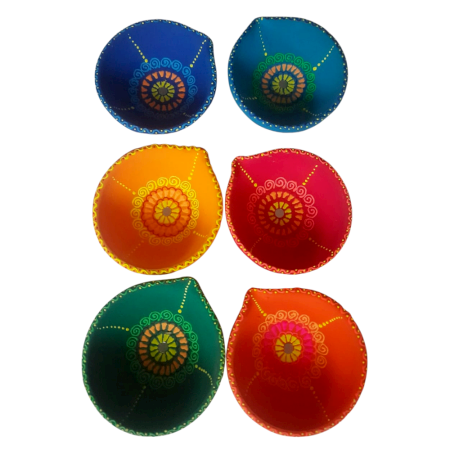 Decoreer Handmade Handicraft Home Décor Terracotta Sada Panti Diya -set of 6