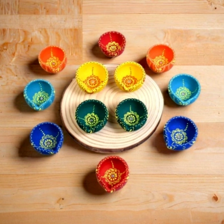 Decoreer Handmade Handicraft Home Décor Terracotta Zero Diya -set of 12