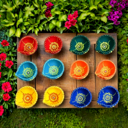 Decoreer Handmade Handicraft Home Décor Terracotta Zero Diya -set of 12