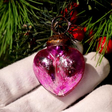 25 Pieces Handmade Multi-Coloured Distressed Glass Christmas Ornament
