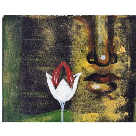 Divine Faces with Lotus Acrylic on Canvas Painting