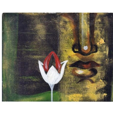Divine Faces with Lotus Acrylic on Canvas Painting