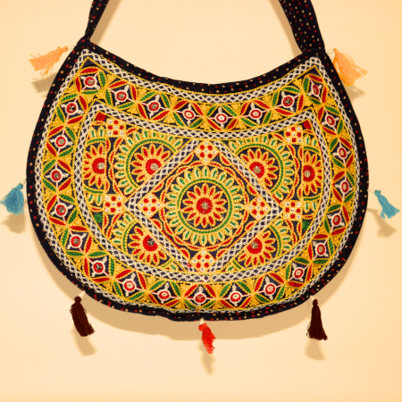 Jaipuri Handmade Embroidered Sling Bag Colorful Ethnic Cotton Crossbody Bag for Women