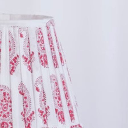 Red Paisley Block Print Pleated Empire Lampshade