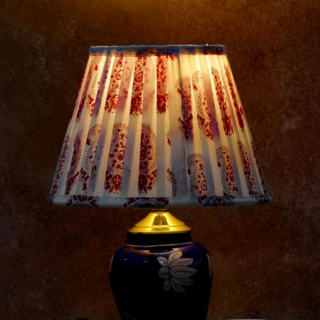 Red Paisley Block Print Pleated Empire Lampshade