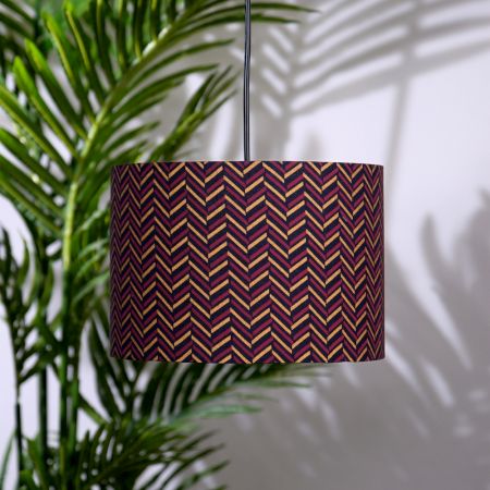 Chevron Block Print Drum Lampshade